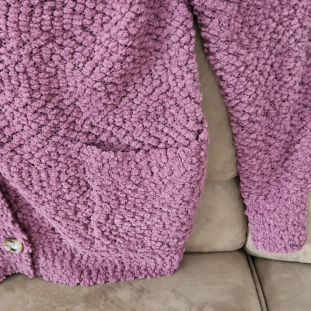 Zenana Outfitters Textured Cardigan -light Purple - Picture 2 of 5
